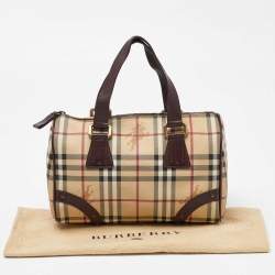 Burberry Brown/Beige Haymarket Coated Canvas and Leather Chester Bowler Bag