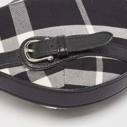 Pre Owned Burberry Black House Check Canvas and Leather Larkin Hobo
