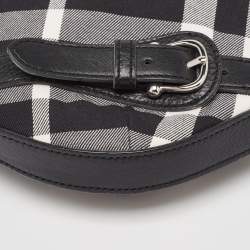 Pre Owned Burberry Black House Check Canvas and Leather Larkin Hobo