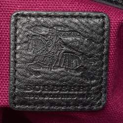 Pre Owned Burberry Black House Check Canvas and Leather Larkin Hobo