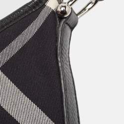 Pre Owned Burberry Black House Check Canvas and Leather Larkin Hobo