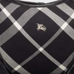 Pre Owned Burberry Black House Check Canvas and Leather Larkin Hobo