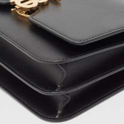 Pre Owned Burberry Black Leather Medium TB Shoulder Bag