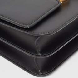 Pre Owned Burberry Black Leather Medium TB Shoulder Bag