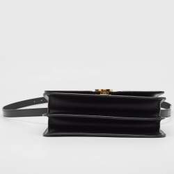 Pre Owned Burberry Black Leather Medium TB Shoulder Bag