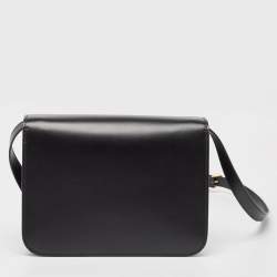 Pre Owned Burberry Black Leather Medium TB Shoulder Bag