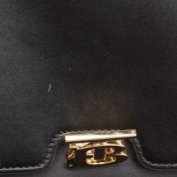 Pre Owned Burberry Black Leather Medium TB Shoulder Bag