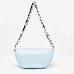 Burberry Pale Blue Soft Leather Small Olympia Shoulder Bag