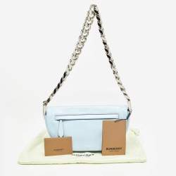 Burberry Pale Blue Soft Leather Small Olympia Shoulder Bag