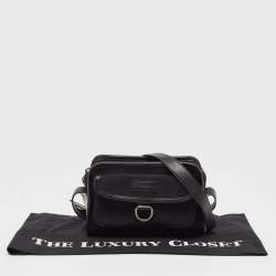 Pre Owned Burberry Black Leather and Check Canvas Front Pocket Crossbody Bag