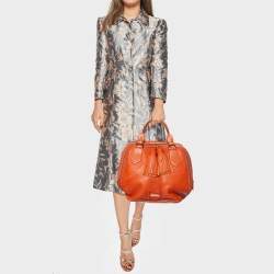 Pre Owned Burberry Orange Leather and Suede Tassel Satchel