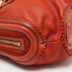 Pre Owned Burberry Orange Leather and Suede Tassel Satchel