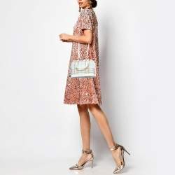 Pre Owned Burberry Blue/White House Check PVC and Leather Dome Satchel