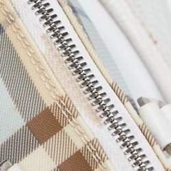 Pre Owned Burberry Blue/White House Check PVC and Leather Dome Satchel