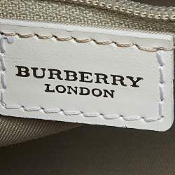 Pre Owned Burberry Blue/White House Check PVC and Leather Dome Satchel