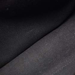 Pre Owned Burberry Black/Beige Leather and House Check Fabric Medium Banner Tote