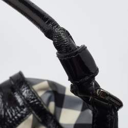 Pre Owned Burberry Black Beat Check Nylon and Patent Leather Tote