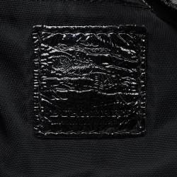 Pre Owned Burberry Black Beat Check Nylon and Patent Leather Tote
