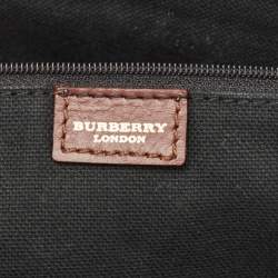 Burberry Brown/Beige House Check PVC and Leather Buckle Flap Bag