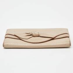 Burberry Beige Leather Bow Continental Wallet