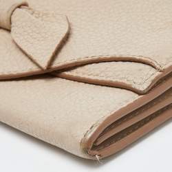 Burberry Beige Leather Bow Continental Wallet