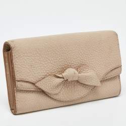 Burberry Beige Leather Bow Continental Wallet