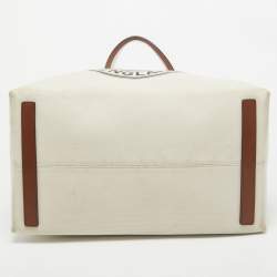 Pre Owned Burberry Off White Canvas Large Society Tote