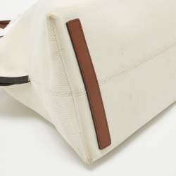 Pre Owned Burberry Off White Canvas Large Society Tote