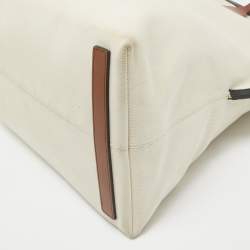 Pre Owned Burberry Off White Canvas Large Society Tote
