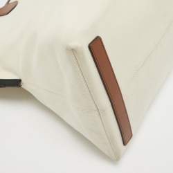 Pre Owned Burberry Off White Canvas Large Society Tote
