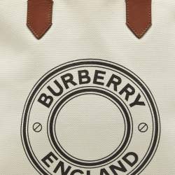 Pre Owned Burberry Off White Canvas Large Society Tote