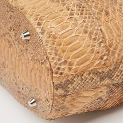 Pre Owned Burberry Beige Python Buckle Hobo