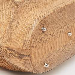 Pre Owned Burberry Beige Python Buckle Hobo