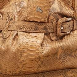 Pre Owned Burberry Beige Python Buckle Hobo