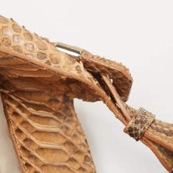 Pre Owned Burberry Beige Python Buckle Hobo