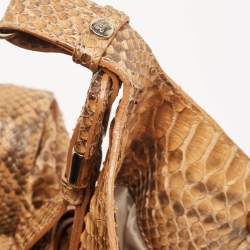 Pre Owned Burberry Beige Python Buckle Hobo