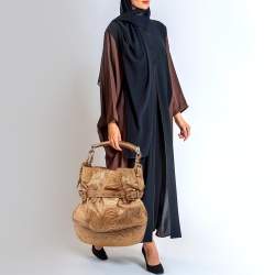 Pre Owned Burberry Beige Python Buckle Hobo