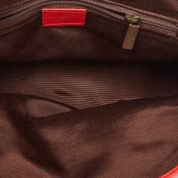 Pre Owned Burberry Red Check Embossed Leather Frame Satchel