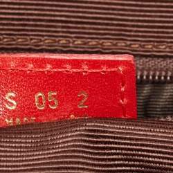 Pre Owned Burberry Red Check Embossed Leather Frame Satchel