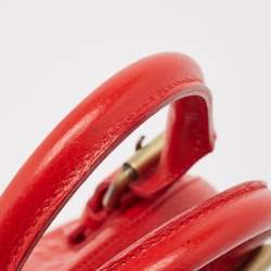 Pre Owned Burberry Red Check Embossed Leather Frame Satchel