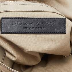 Pre Owned Burberry Beige House Check Canvas and Leather Large Parsons Bag