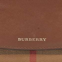 Burberry Brown/Beige House Check Canvas and Leather Flap Continental Wallet