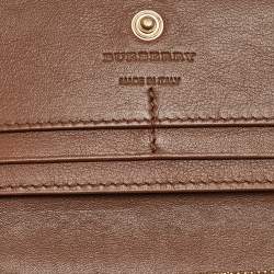 Burberry Brown/Beige House Check Canvas and Leather Flap Continental Wallet