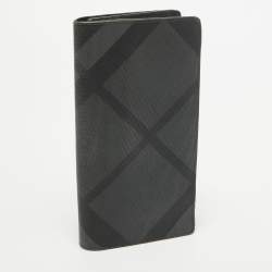 Burberry Black Check Coated Canvas Bifold Long Wallet