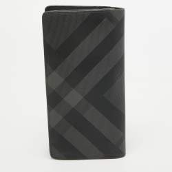 Burberry Black Check Coated Canvas Bifold Long Wallet