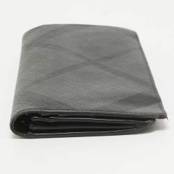 Burberry Black Check Coated Canvas Bifold Long Wallet