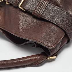 Pre Owned Burberry Dark Brown Leather Lambeth Hobo