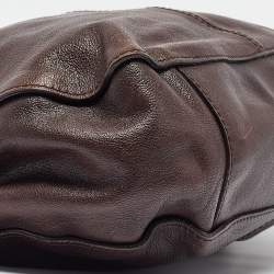 Pre Owned Burberry Dark Brown Leather Lambeth Hobo