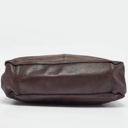 Pre Owned Burberry Dark Brown Leather Lambeth Hobo