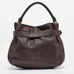 Pre Owned Burberry Dark Brown Leather Lambeth Hobo